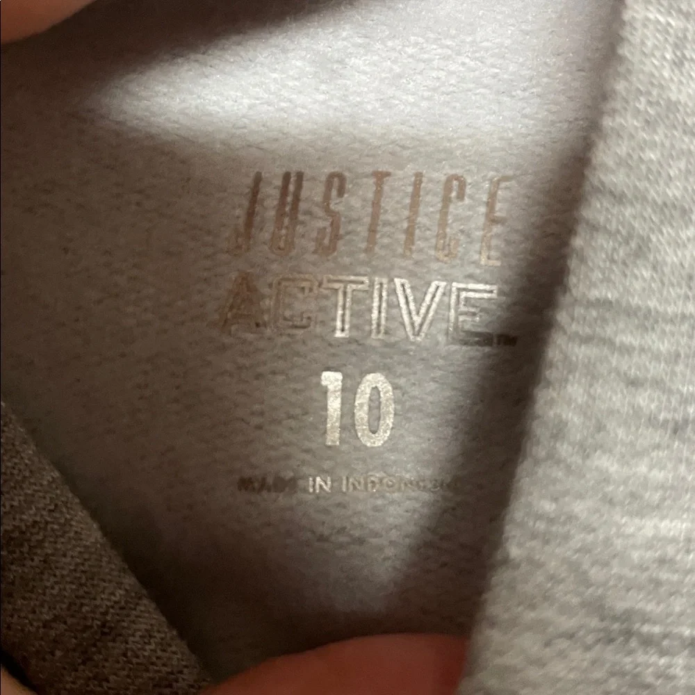 Justice Active size 10 Gray Super Soft Cropped Hoodie Sweatshirt with Logo